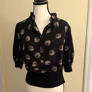 *NEW* Alfani 100% SILK Black Patterned Women's Top